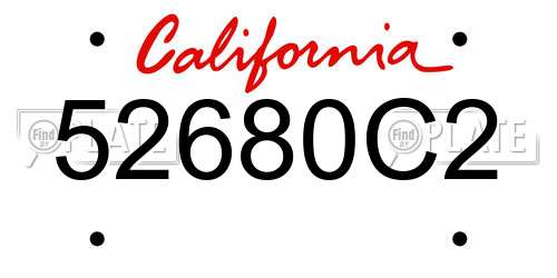 52680C2 California License Plate