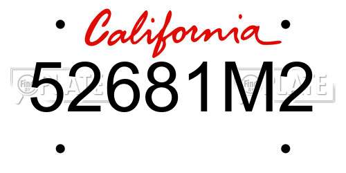 52681M2 California License Plate