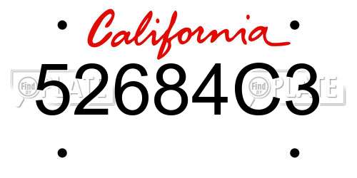 52684C3 California License Plate