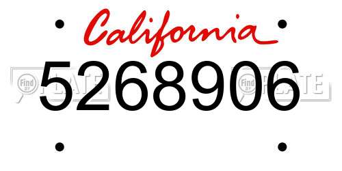5268906 California License Plate