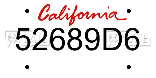52689D6 California License Plate
