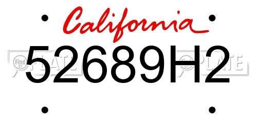 52689H2 California License Plate