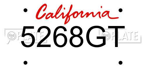 5268GT California License Plate