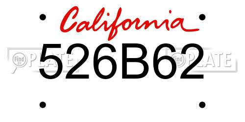 526B62 California License Plate