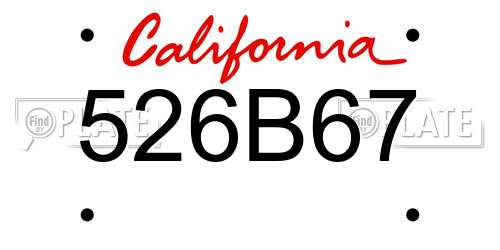 526B67 California License Plate