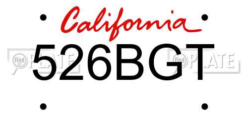 526BGT California License Plate