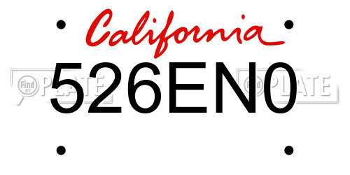 526EN0 California License Plate