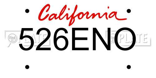 526ENO California License Plate