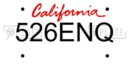 526ENQ California License Plate