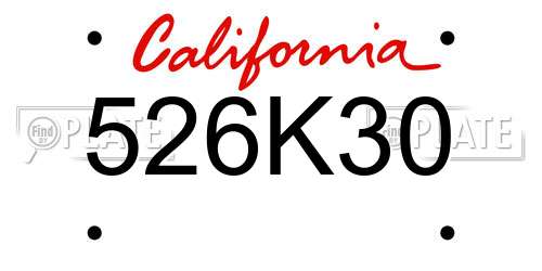 526K30 California License Plate