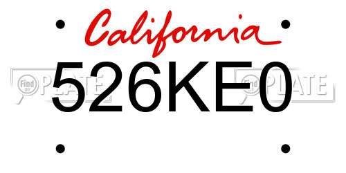 526KE0 California License Plate