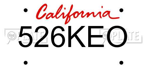 526KEO California License Plate