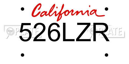 526LZR California License Plate
