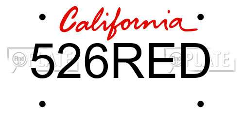 526RED California License Plate