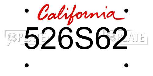 526S62 California License Plate