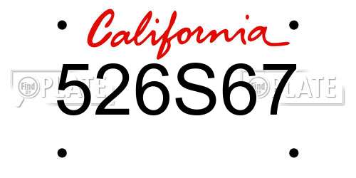 526S67 California License Plate