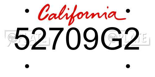 52709G2 California License Plate
