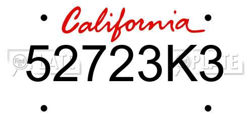 52723K3 California License Plate