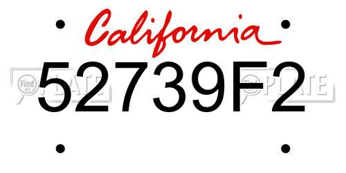 52739F2 California License Plate