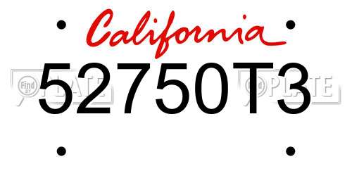 52750T3 California License Plate