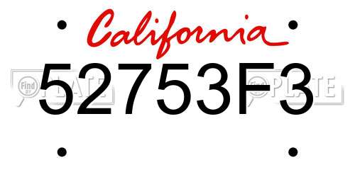 52753F3 California License Plate