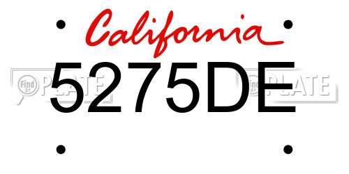 5275DE California License Plate