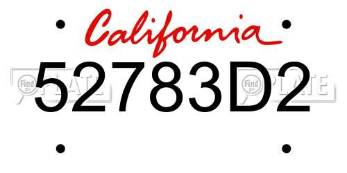 52783D2 California License Plate
