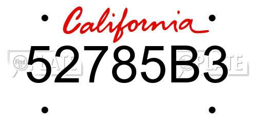 52785B3 California License Plate