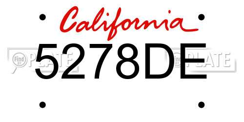 5278DE California License Plate