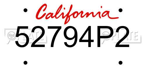 52794P2 California License Plate
