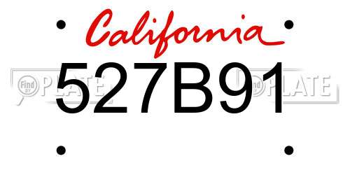 527B91 California License Plate