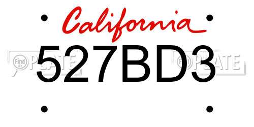 527BD3 California License Plate