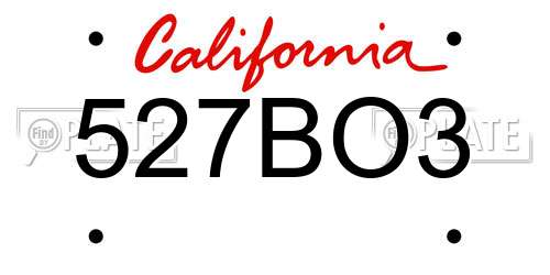527BO3 California License Plate