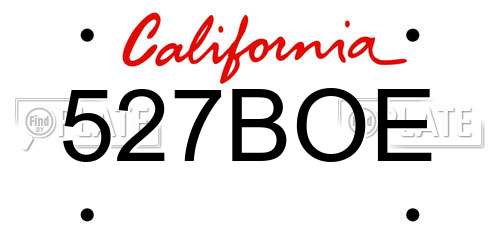 527BOE California License Plate
