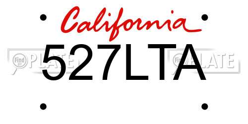 527LTA California License Plate