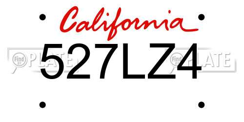 527LZ4 California License Plate