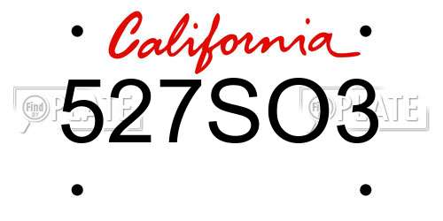 527SO3 California License Plate