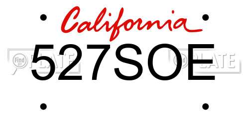 527SOE California License Plate
