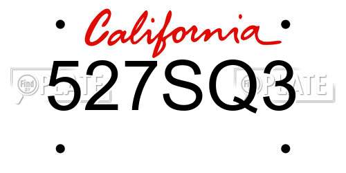 527SQ3 California License Plate