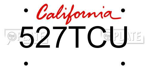 527TCU California License Plate