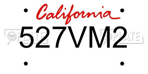 527VM2 California License Plate