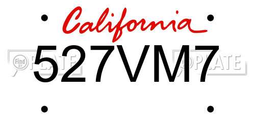 527VM7 California License Plate