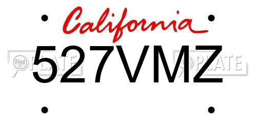 527VMZ California License Plate