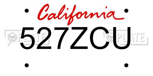 527ZCU California License Plate