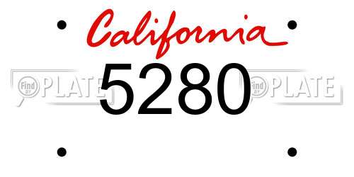 5280 California License Plate