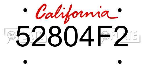 52804F2 California License Plate