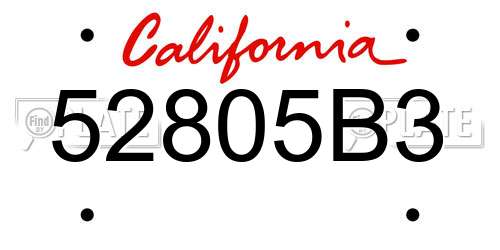 52805B3 California License Plate