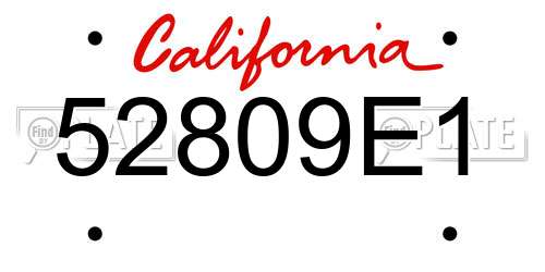 52809E1 California License Plate