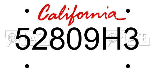 52809H3 California License Plate