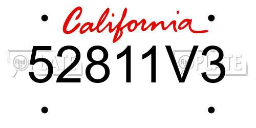 52811V3 California License Plate